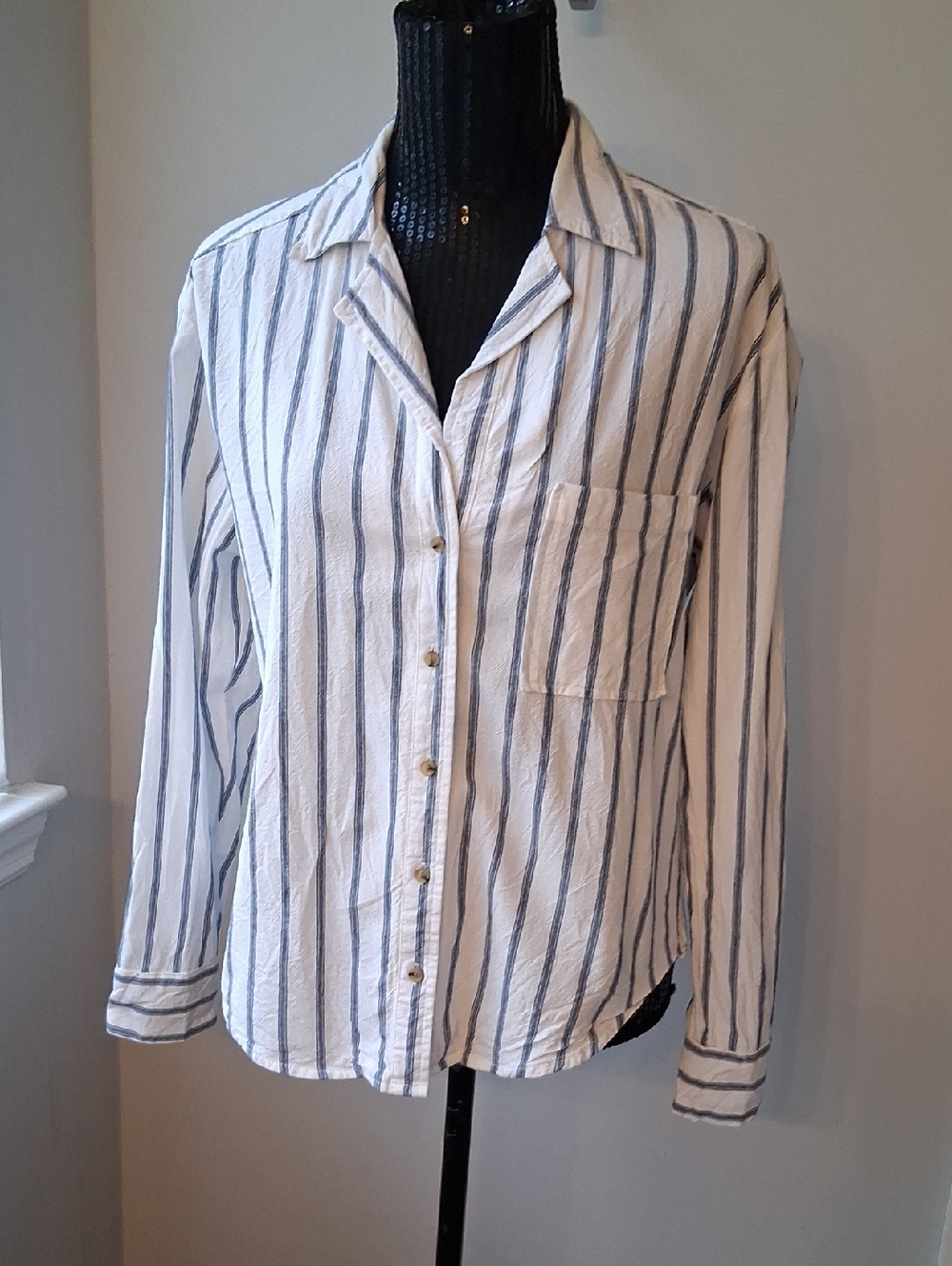Velvet Heart White Top with Navy Stripes